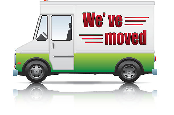 ilustrações de stock, clip art, desenhos animados e ícones de movers van - moving van moving office moving house truck
