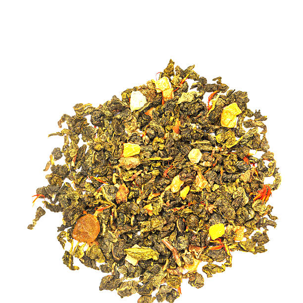 istock Dried green tea close-up. 588259100