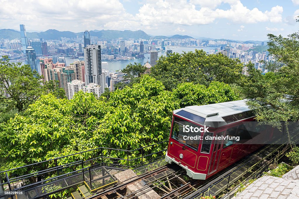 Tourist peak tram in Hong Kong Hong Kong Stock Photo