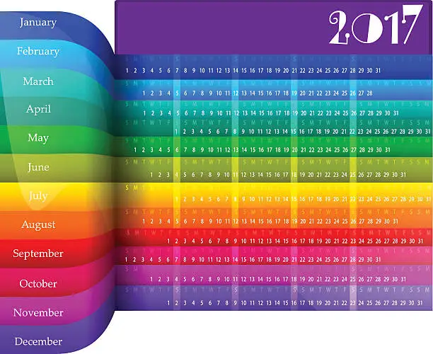 Vector illustration of Happy New Year 2017 colorful calendar