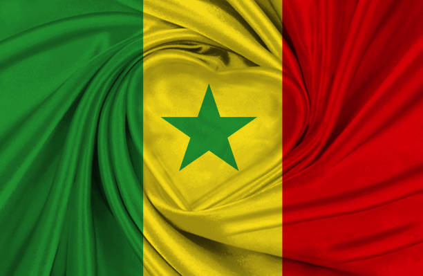 Senegalese Flag, three dimensional render, satin texture