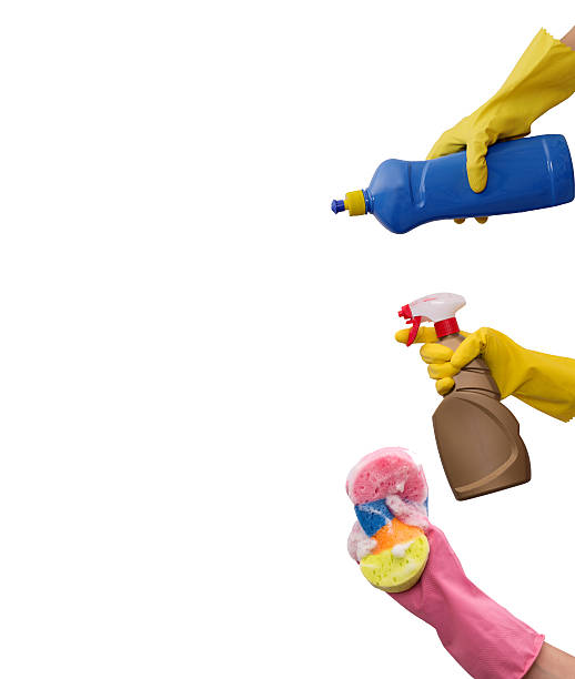istock Collage of cleaning equipment in hands 588261510