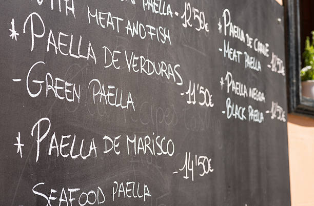 istock Spanish paella choices on blackboard 588261718