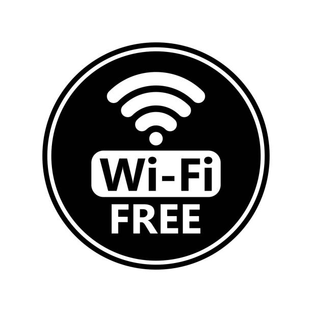 無料wi-fiアイコン。ワイヤレス接続ステッカー - wifi zone点のイラスト素材／クリップアート素材／マンガ素材／アイコン素材