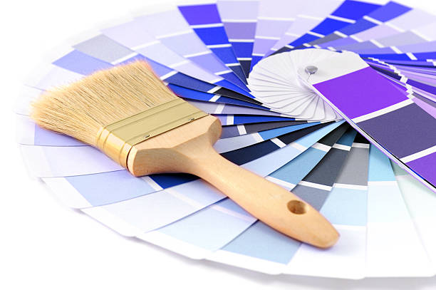 istock blue color swatch with paint brush 588263466