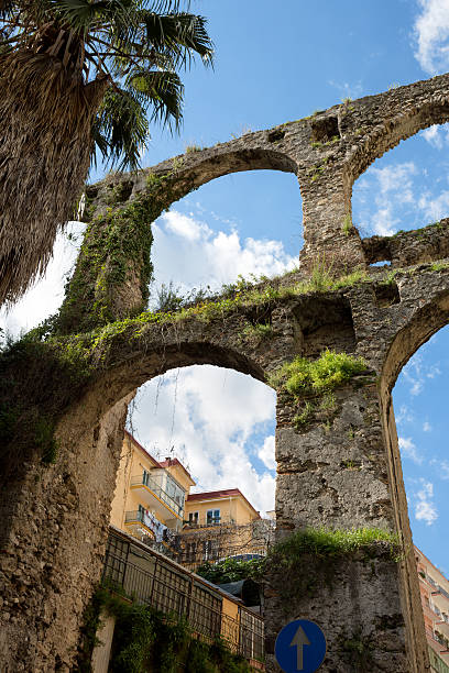 medieval aqueduct in salerno, campania italy - salerno imagens e fotografias de stock