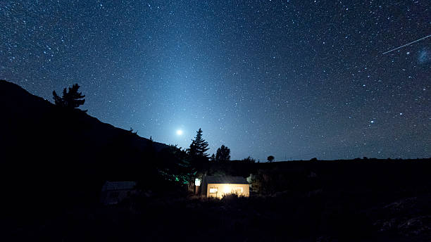 istock Country cottage with sky at night 588265510