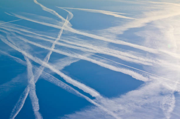 istock Aeroplane Sky Cloud Vapor Trails in the Sky 588266400