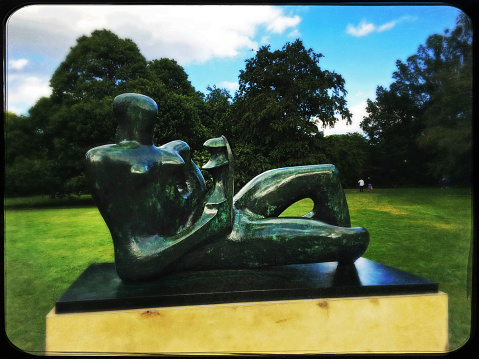 Kew, England - August 4, 2016: Bronze Henry Moore sculpture \