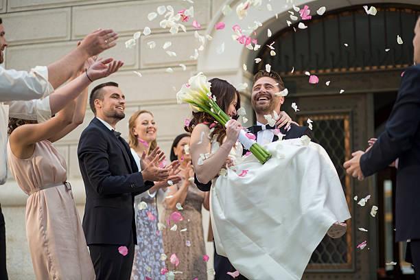 istock Wedding confetti bride and groom 588266696