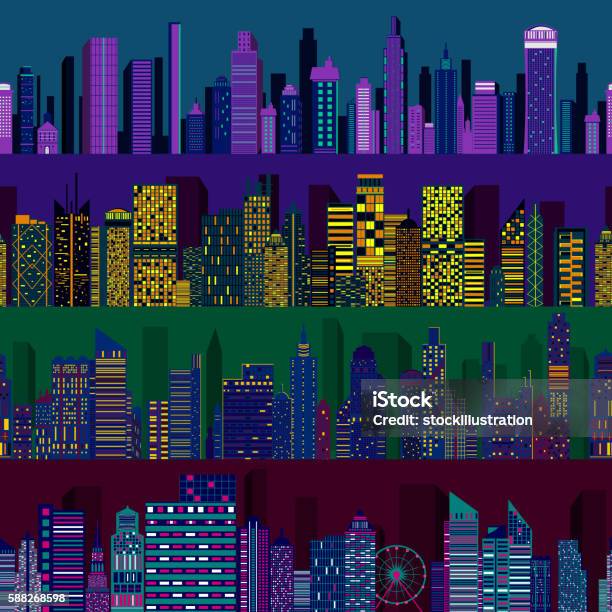 Seamless Skyscraper Building Pattern Stock Illustration - Download ...