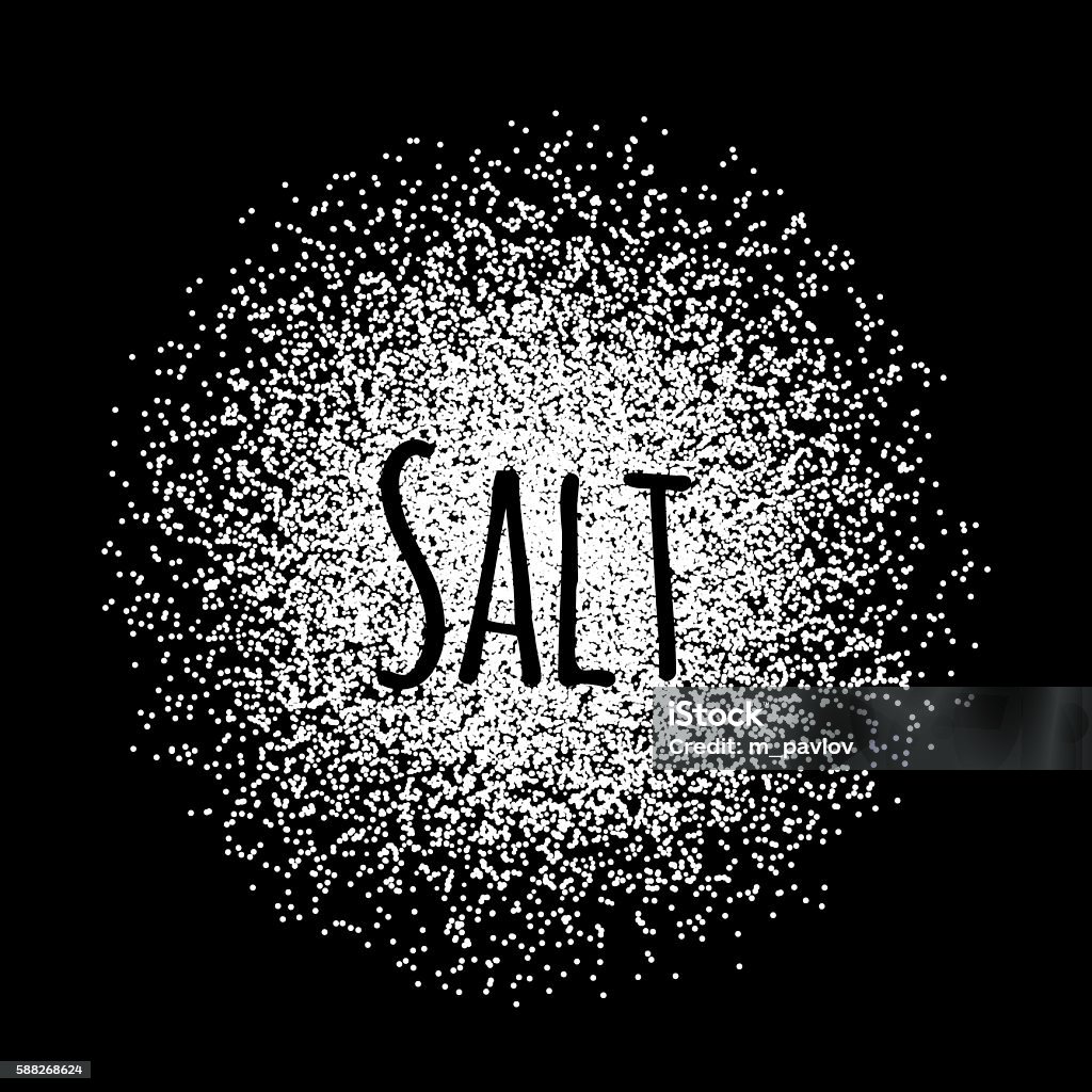 Salt made of white dots Salt made of white dots. Vector illustration on black Salt - Seasoning stock vector