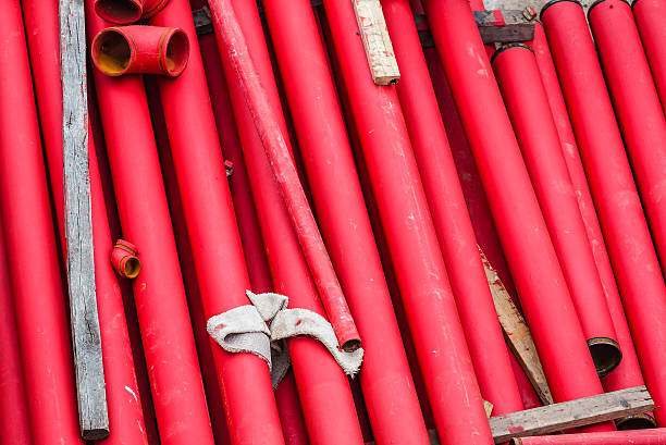 istock Red metal pipes 588268860