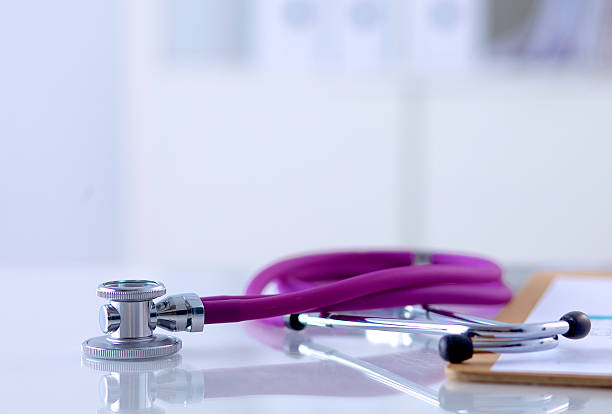 istock Medical stethoscope in white background 588269630