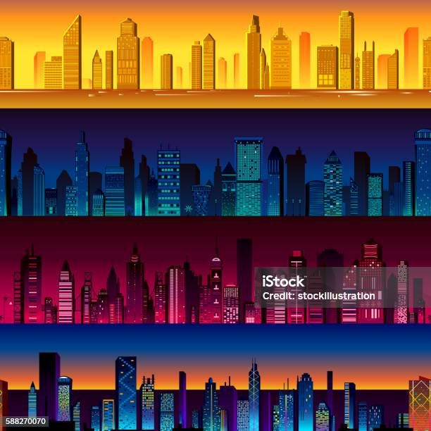 Seamless Skyscraper Building Pattern Stock Illustration - Download ...