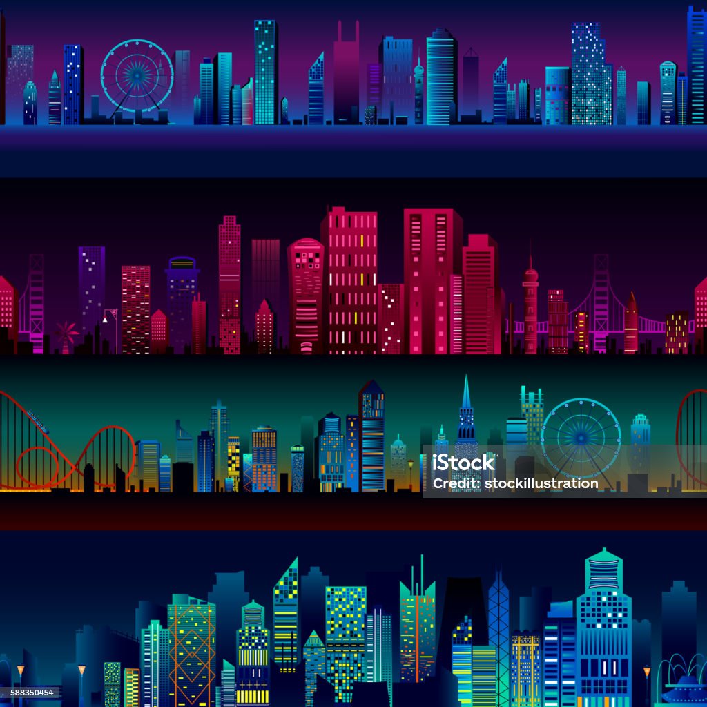 Seamless Skyscraper Building Pattern Stock Illustration - Download ...