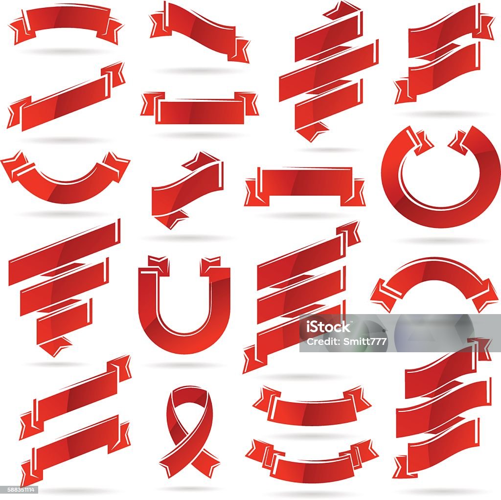 Red Creat Ribbon Red Ribbons Set Vector Stock Illustration - Download Image Now ...