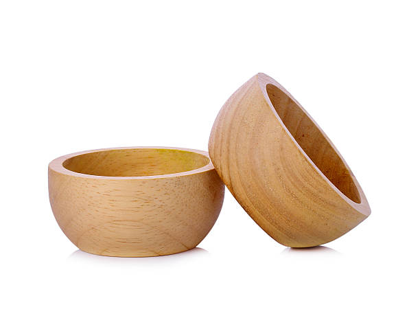 istock Wooden bowl isolated on white background 588351352