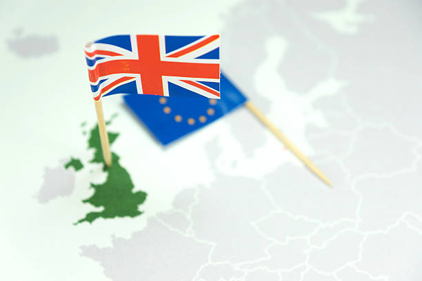 istock Brexit and English national flag 588352476
