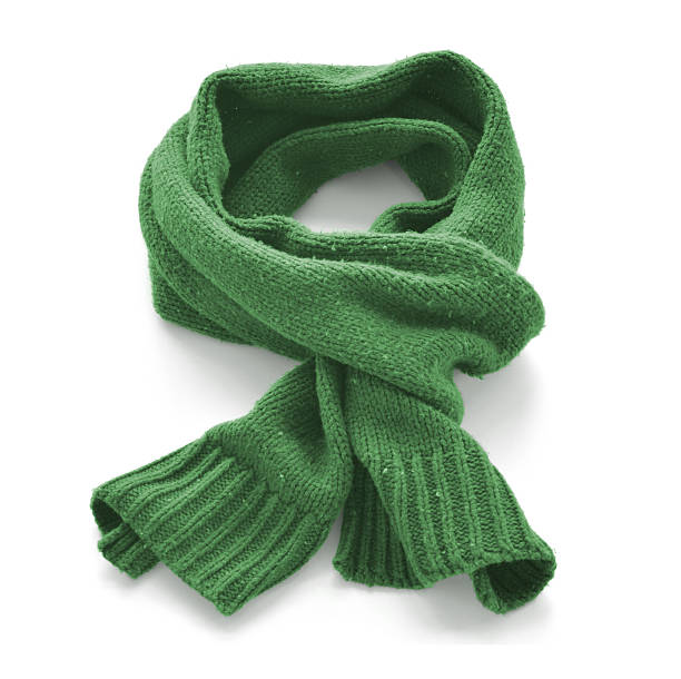 istock Green warm scarf on a white background 588353088