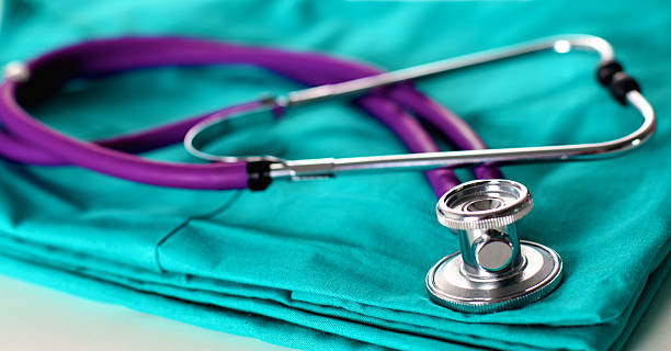 istock Stethoscope on a background of medical coat 588353242
