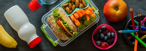 istock School lunch box with books and pencils in front of 588354420