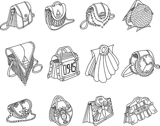 Vector illustration of Bags Doodles