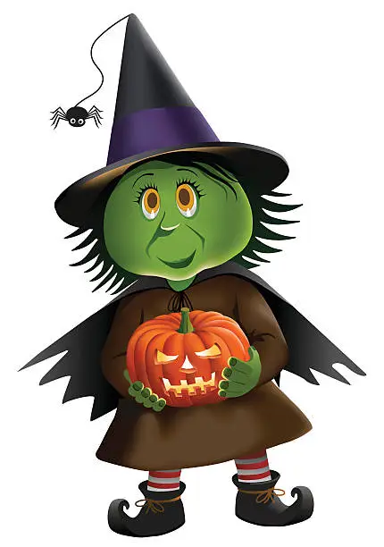 Vector illustration of Halloween Witch