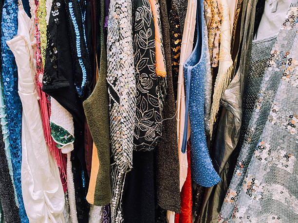 istock Vintage Glitter Clothes at Flea Market 588355208