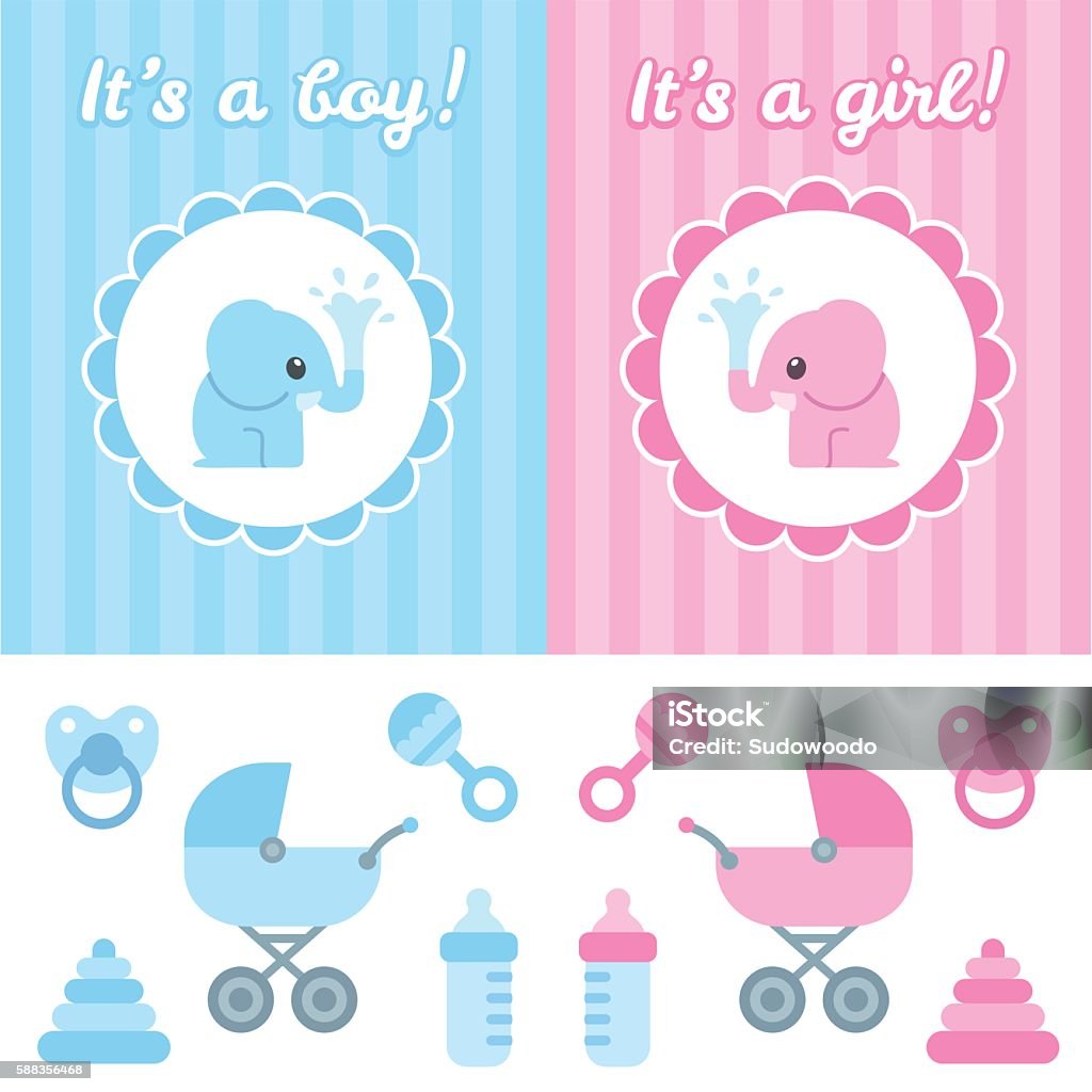 Baby Shower Design Elements Stock Illustration - Download Image Now - Baby  - Human Age, Toy Rattle, Bottle - iStock