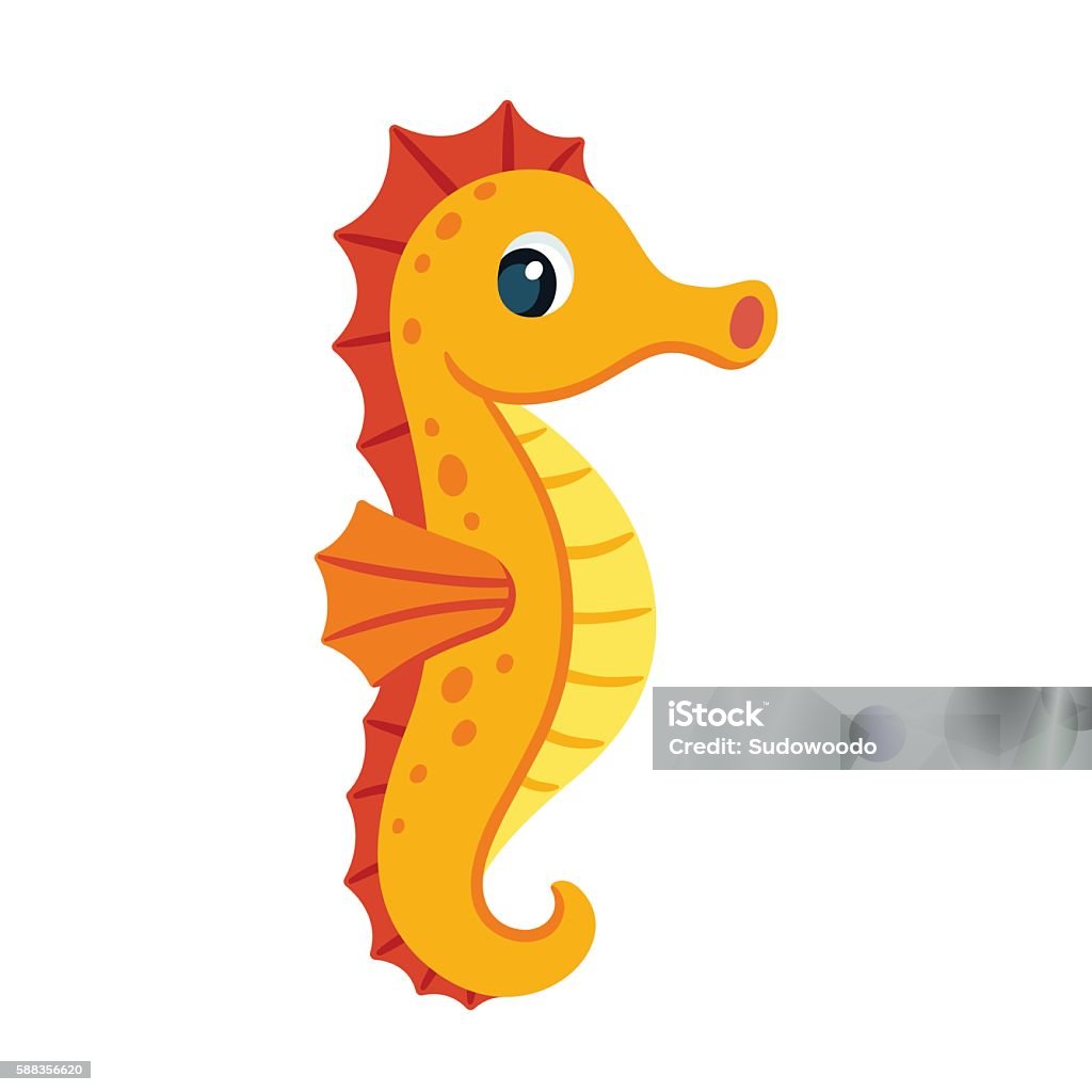 Cute Cartoon Seahorse Stock Illustration - Download Image Now - Seahorse,  Cute, Cartoon - iStock