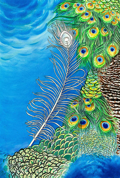 istock Original painting of peacock feathers 588357508