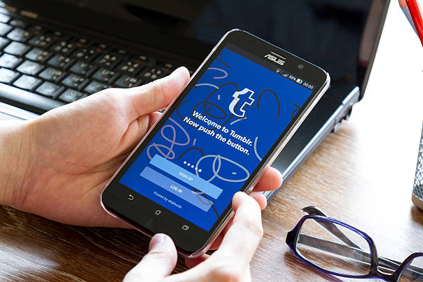 Chiang Mai, Thailand - March 22, 2016: screen shot of Tumblr application showing on Asus Zenfone 2 mobile phone. Tumblr is a microblogging platform and social networking website