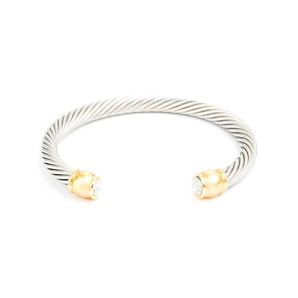 istock Fashion silver bracelet isolated on white 588362398