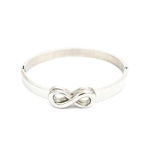 istock Fashion silver bracelet isolated on white 588363348