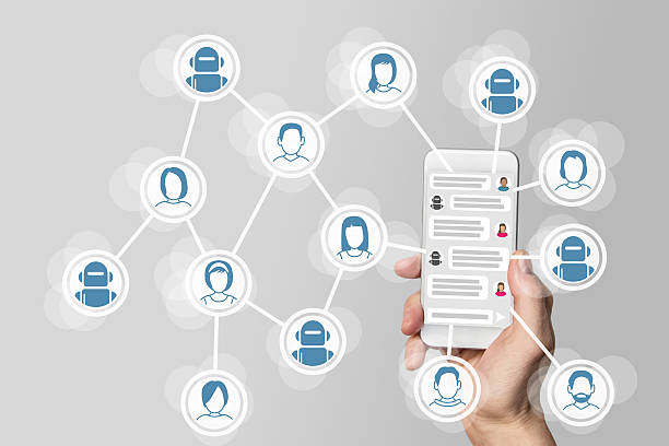 istock Chatbot concept with instant messenger displayed on smart phone 588366796