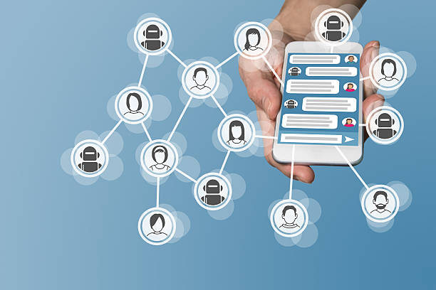 istock Chatbot concept with instant messenger displayed on smart phone 588366818
