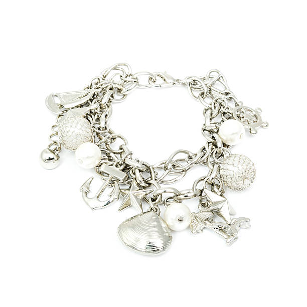 istock Fashion silver bracelet isolated on white 588368772