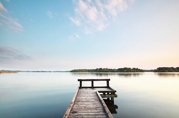 istock wooden pier on big lake 588369054
