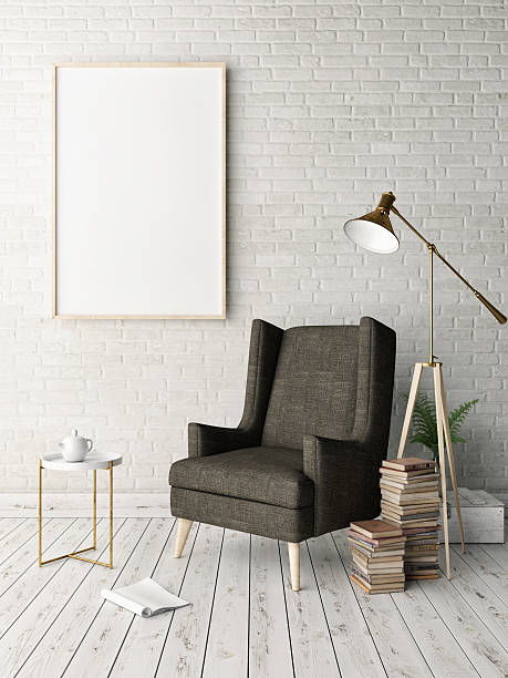 istock Mock up poster in hipster interior background 588369892