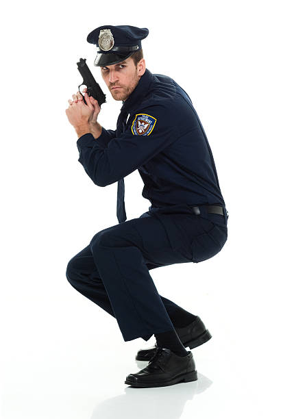 istock Police in action with handgun 588370232