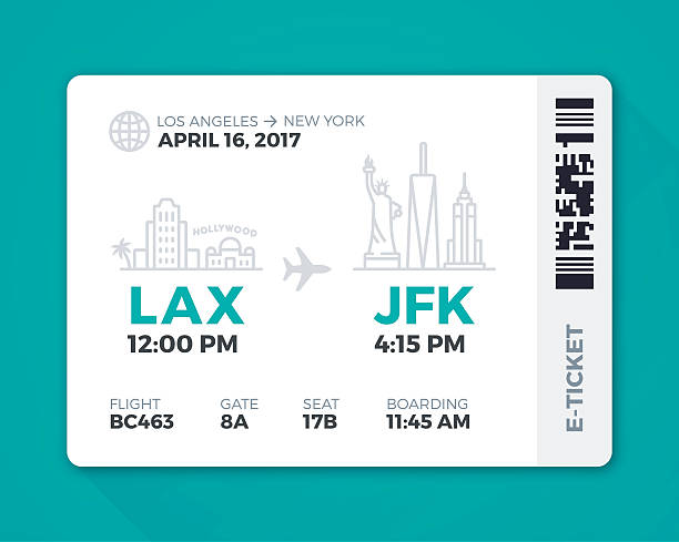 Electronic Boarding Pass Airline Ticket Electronic boarding pass airline ticket. EPS 10 file. Transparency effects used on highlight elements. empire state building stock illustrations
