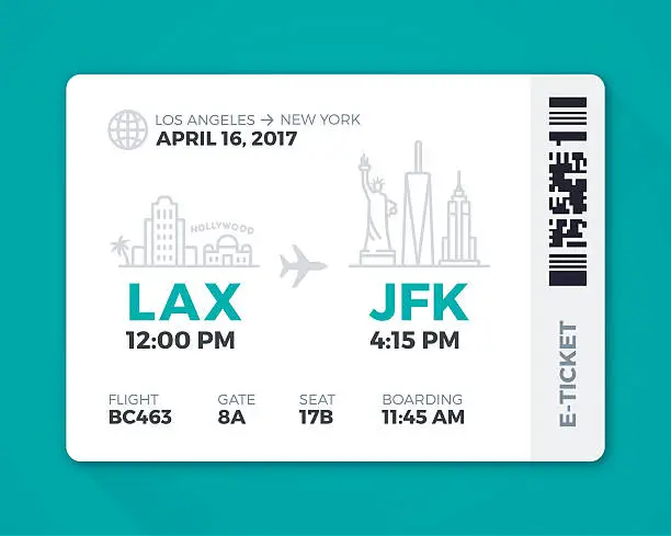 Vector illustration of Electronic Boarding Pass Airline Ticket