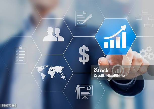 Boost Your Business Concept Successful Businessman Choosing To Increase Profit Stock Photo - Download Image Now
