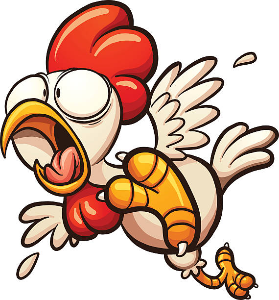 Scared chicken Scared cartoon chicken. Vector clip art illustration with simple gradients. All in a single layer. scared chicken cartoon stock illustrations