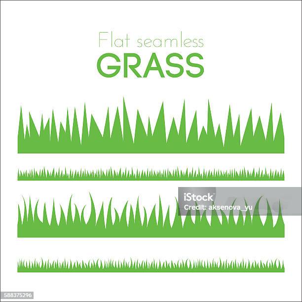Vector Flat Grass Set Isolated On White Background Stock Illustration - Download Image Now - Grass, Simplicity, Sparse