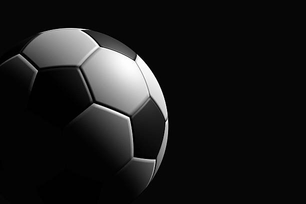 istock Soccer Ball on Black Background, 3D Rendering 588377454