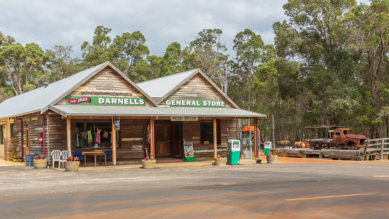 Rosa Brook, Australia - April 5, 2016: A general store in Rosa Brook, in the Margaret River area of Western Australia, is a reminder of the past.