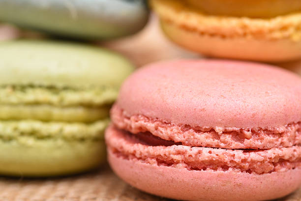 istock Close up of a pink macaron 588378918