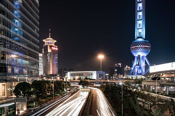 istock Lujiazui Financial centre in the night 588379010